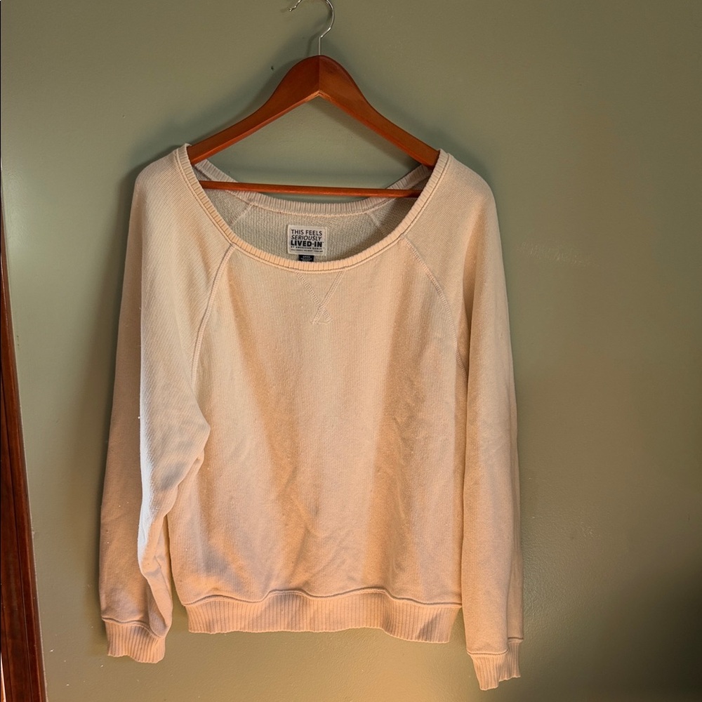 American Eagle Outfitters Cream Scoop Neck Sweater